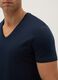 Blue pure cotton t-shirt regular fit with V-neck_3