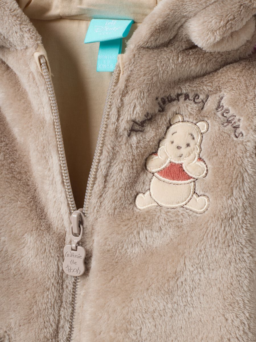 Tutina grigia con cappuccio e ricamo Winnie The Pooh per neonati_3