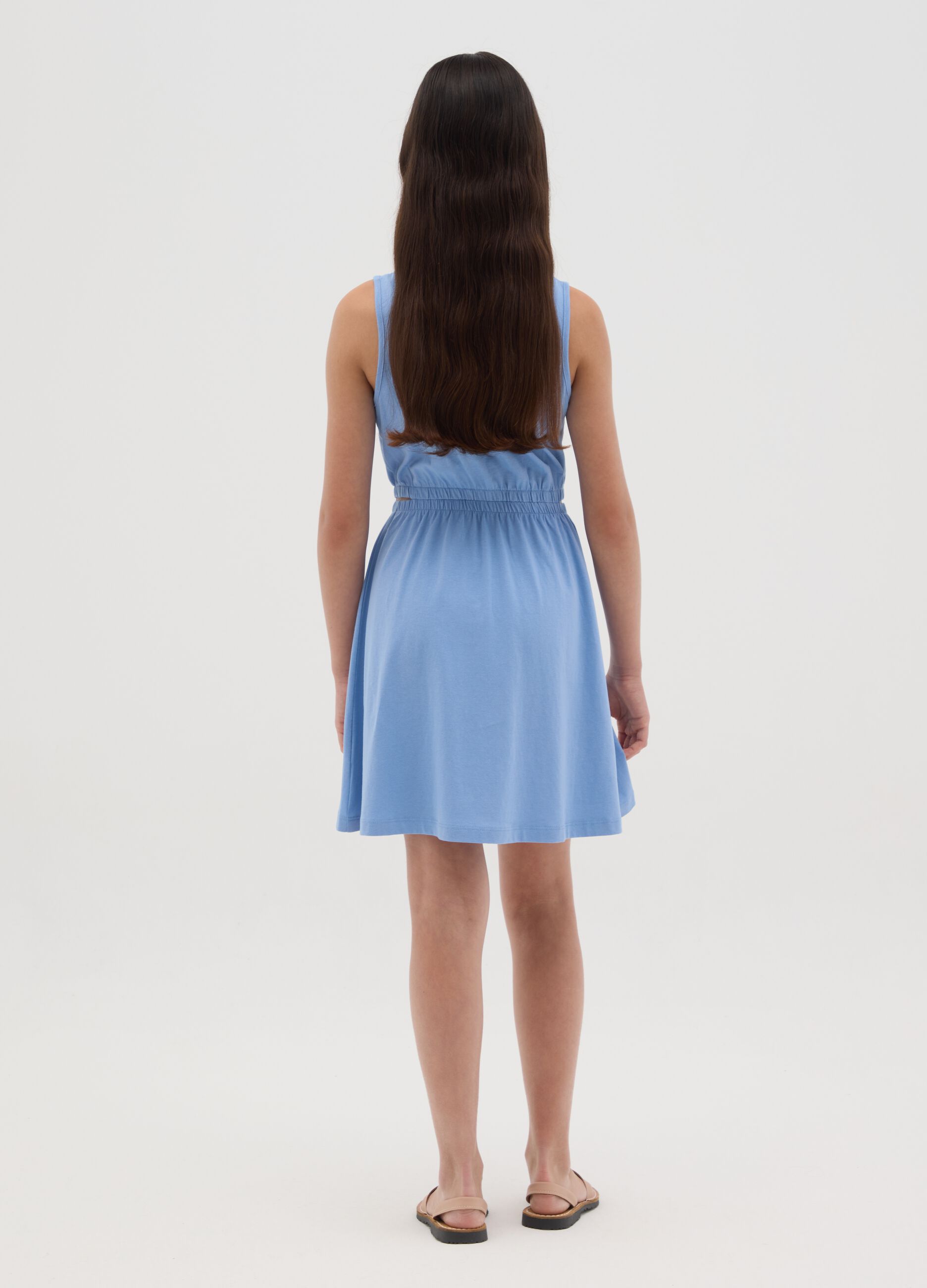 Abito da ragazza in puro cotone azzurro regular fit