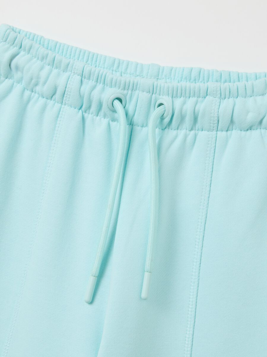 Sky blue wide leg jogger trousers for girls in pure cotton_2