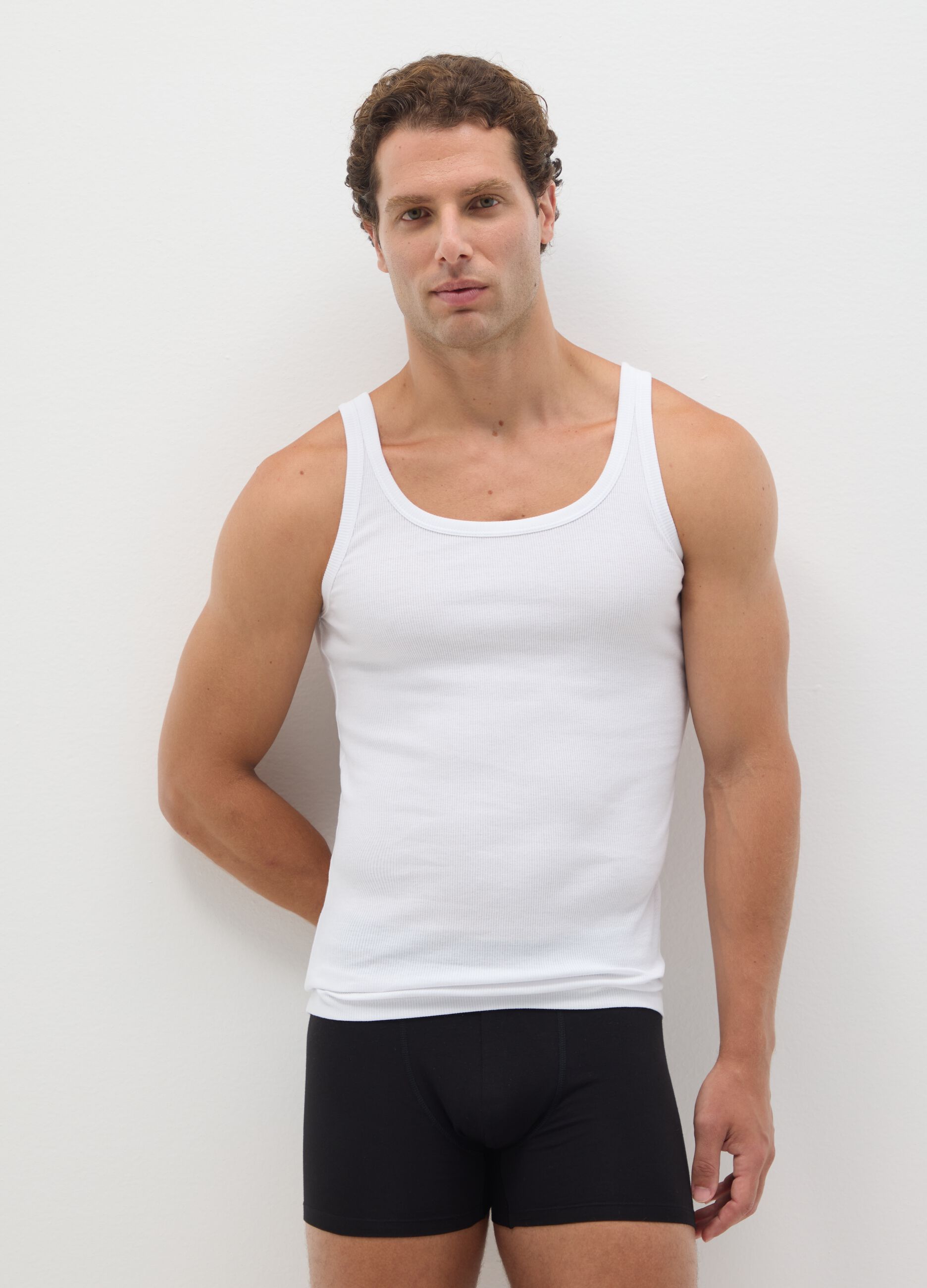 Men's White Sleeveless Cotton Shirt