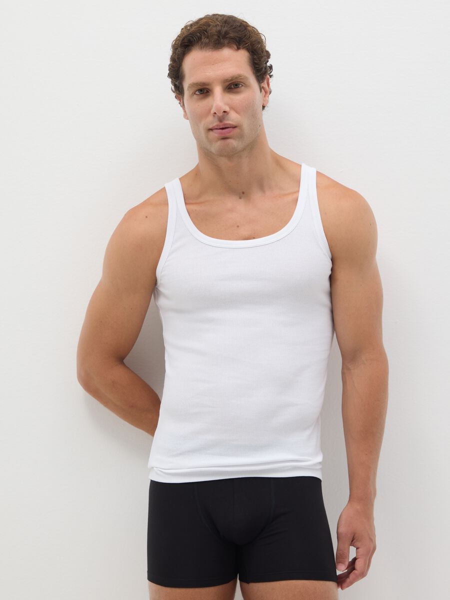 Men's White Sleeveless Cotton Shirt_0