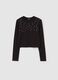Crop T-shirt with diamanté design and long sleeves_3