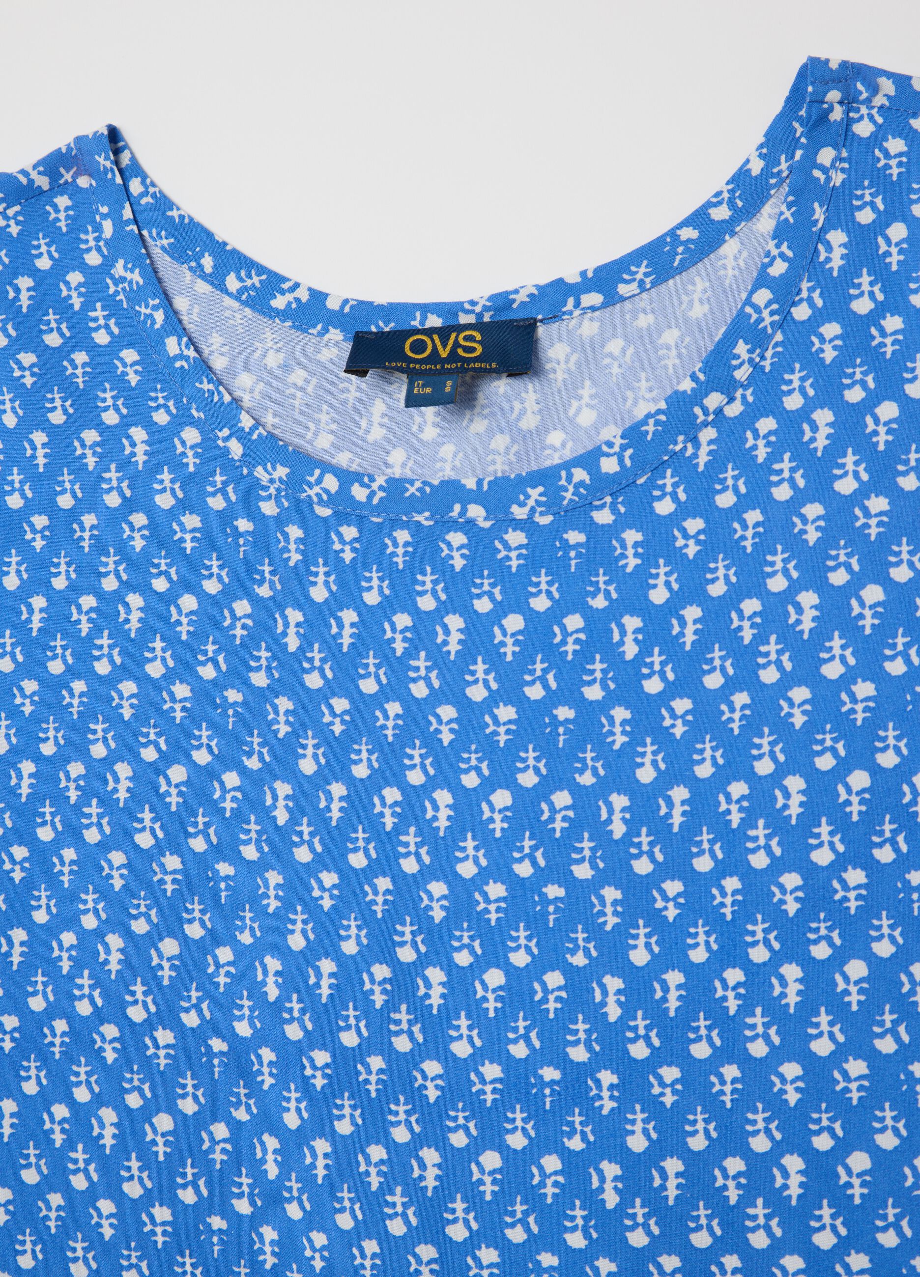 Sleeveless Blue Viscose Blouse