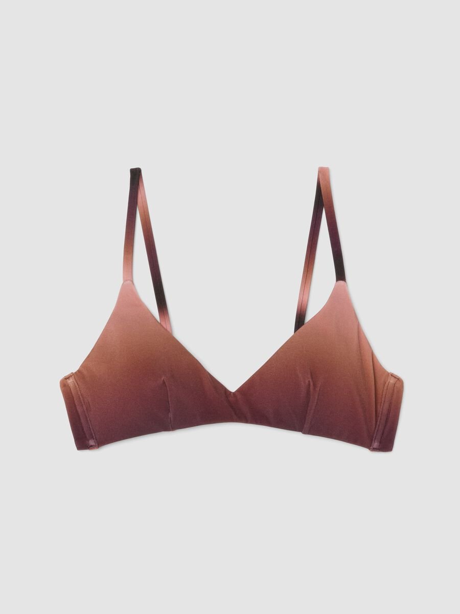 Brown stretch bikini top with ombr&eacute; effect_0