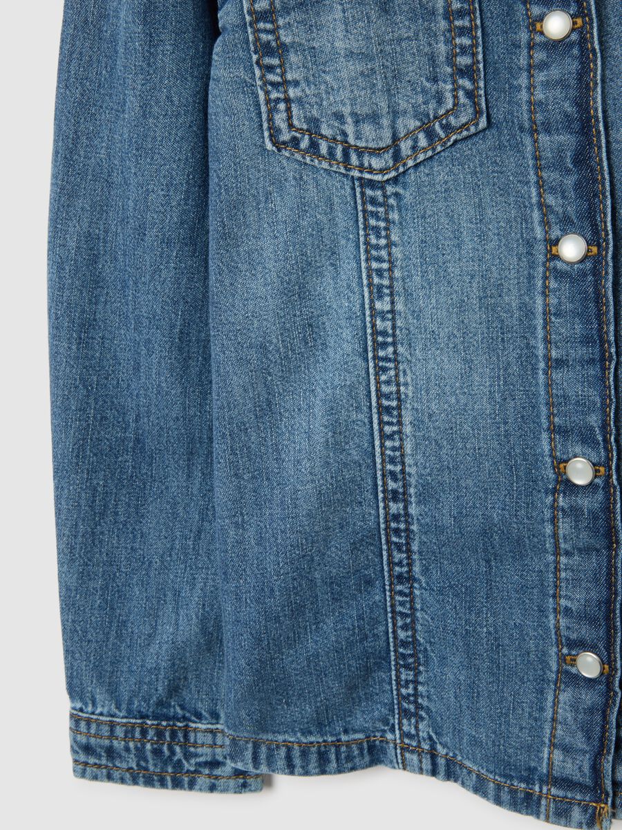 Girls' blue denim regular fit shirt_3