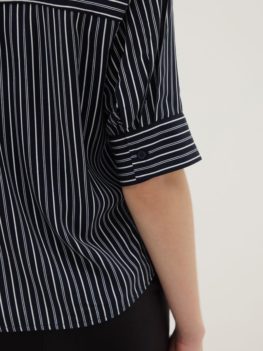 Regular Fit Multi-Colour Striped Pure Viscose Shirt_3