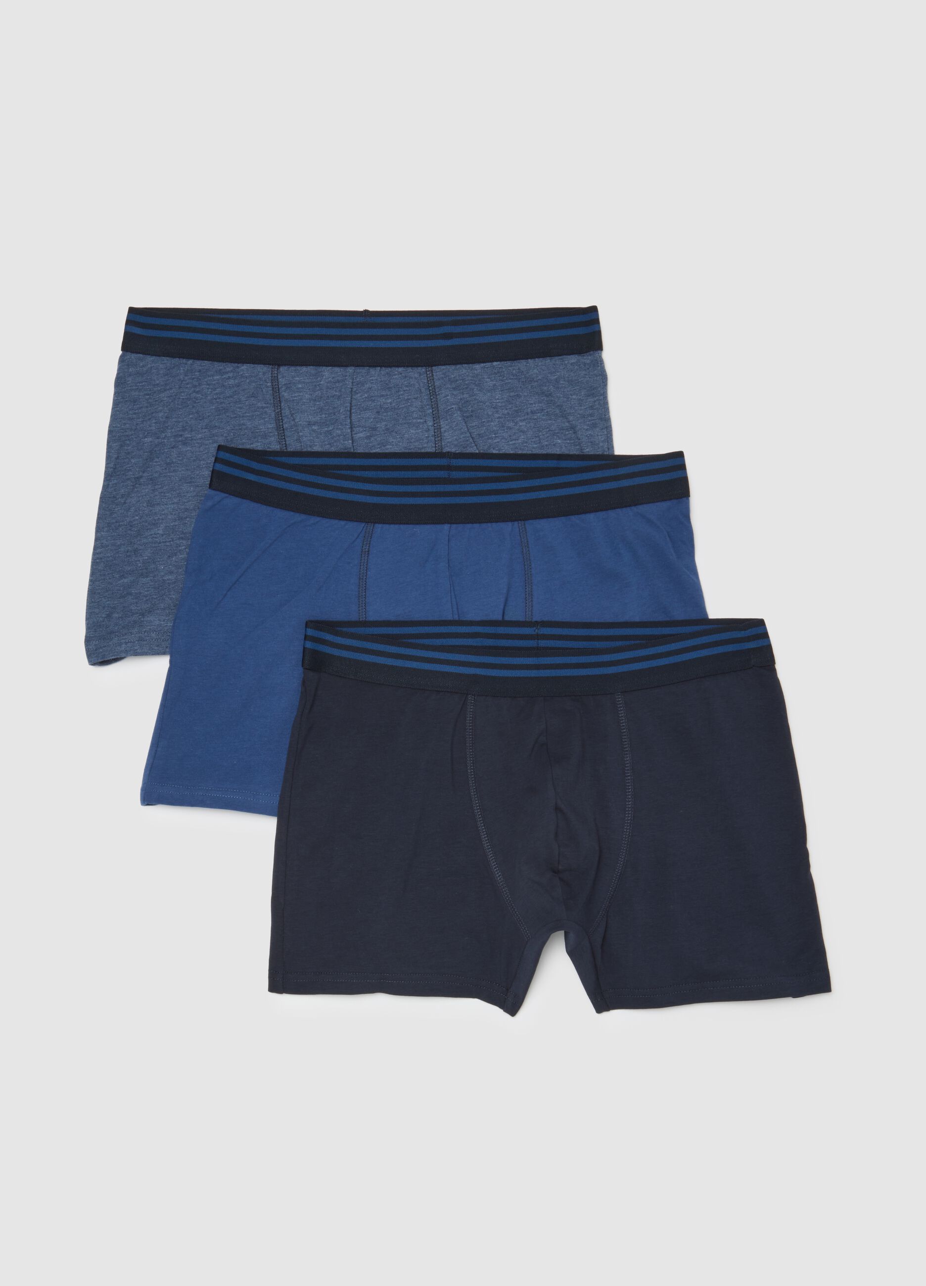 Tripack of stretch cotton blue regular fit boxers