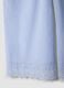 Light blue organic cotton pyjama trousers with broderie anglaise hem_5