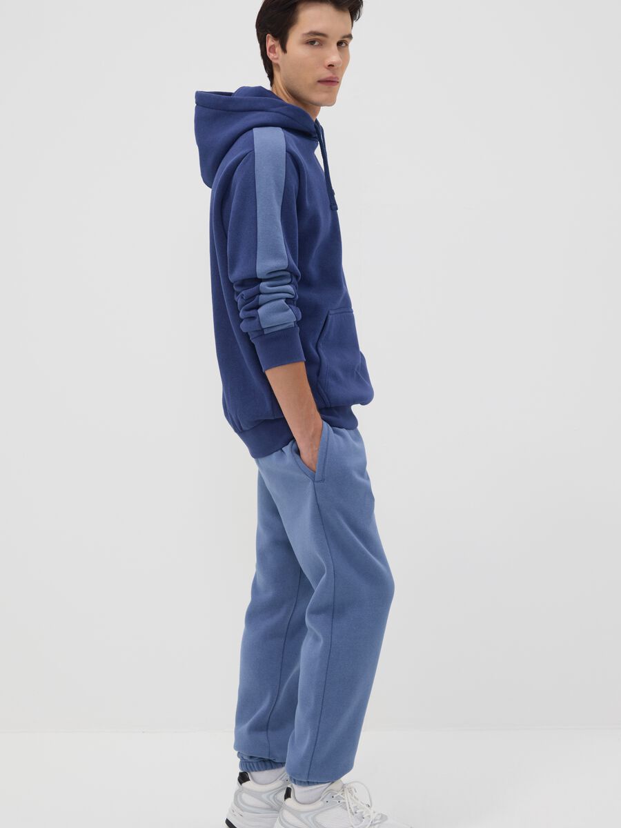 Blue cotton-blend hoodie with logo_2