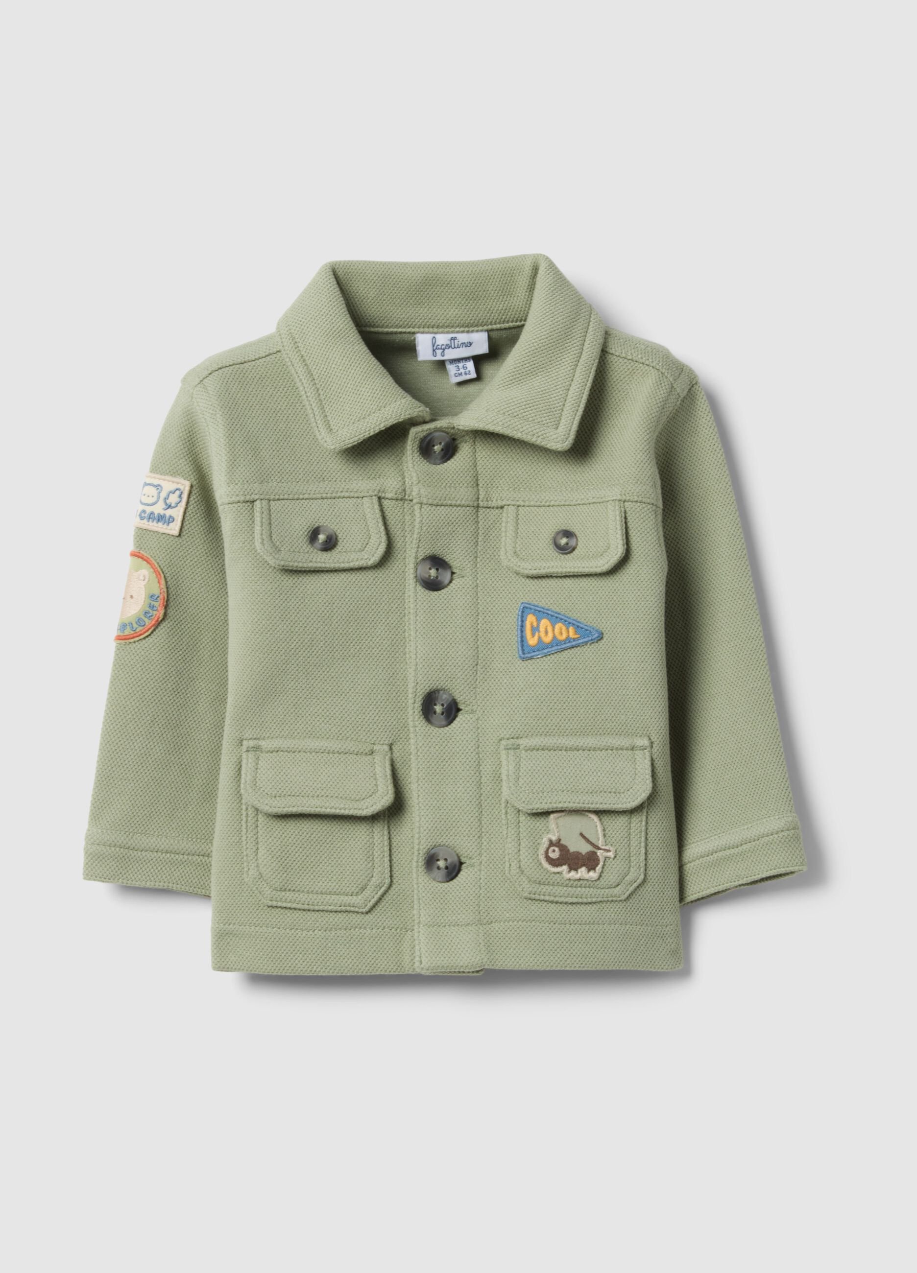 Organic Cotton Blend Green Baby Jacket Regular Fit with Patch