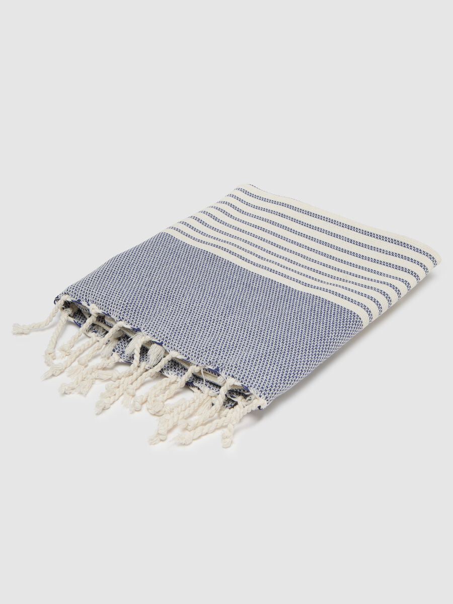 Multicolour pure cotton beach towel with fringes_0