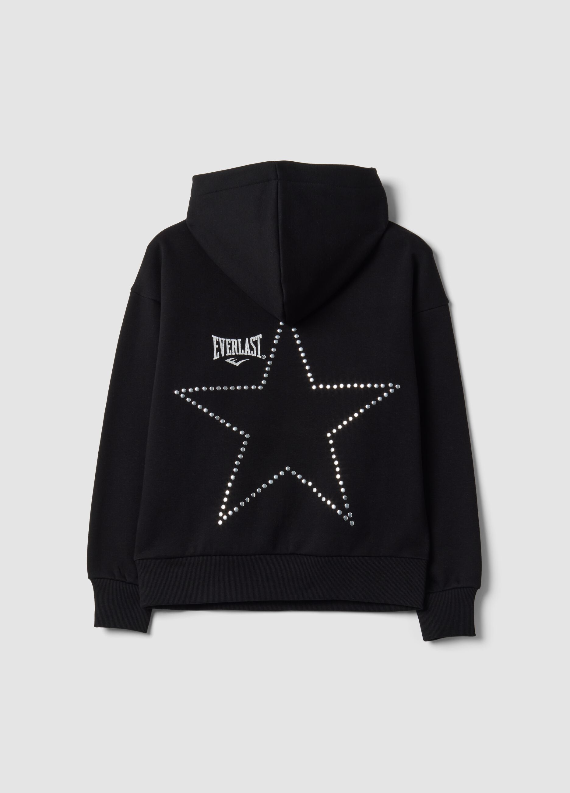 Black cotton-blend hoodie for girls, regular fit