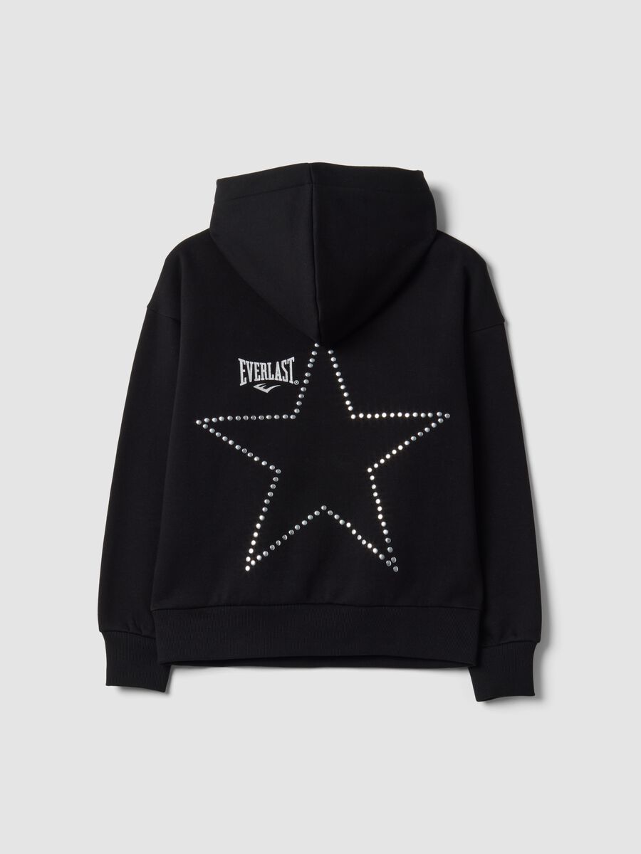 Black cotton-blend hoodie for girls, regular fit_1