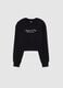 Black cotton girl's sweatshirt regular fit with embroidered phrase_0