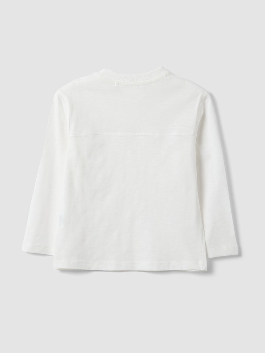 White kids&rsquo; pure cotton oversized-fit T-shirt with chest pocket_1