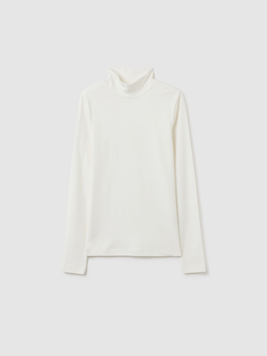 T-shirt da ragazza in puro cotone bianca slim fit_0