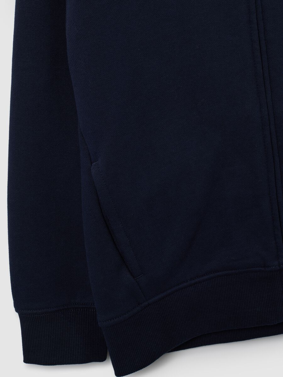 Felpa blu da bambino in puro cotone vestibilità oversize con zip_3