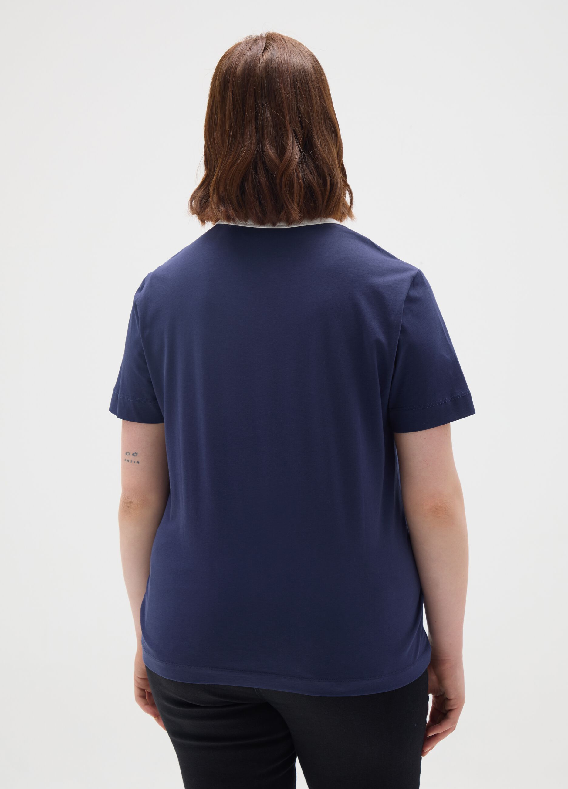 Women's pure cotton blue t-shirt with logo