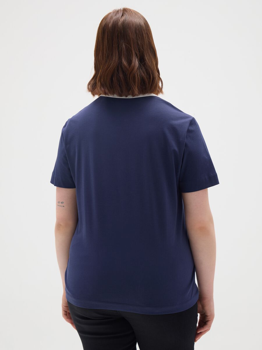 Women's pure cotton blue t-shirt with logo_3