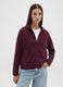 Red fleece sweatshirt with fitted fit and zip_1