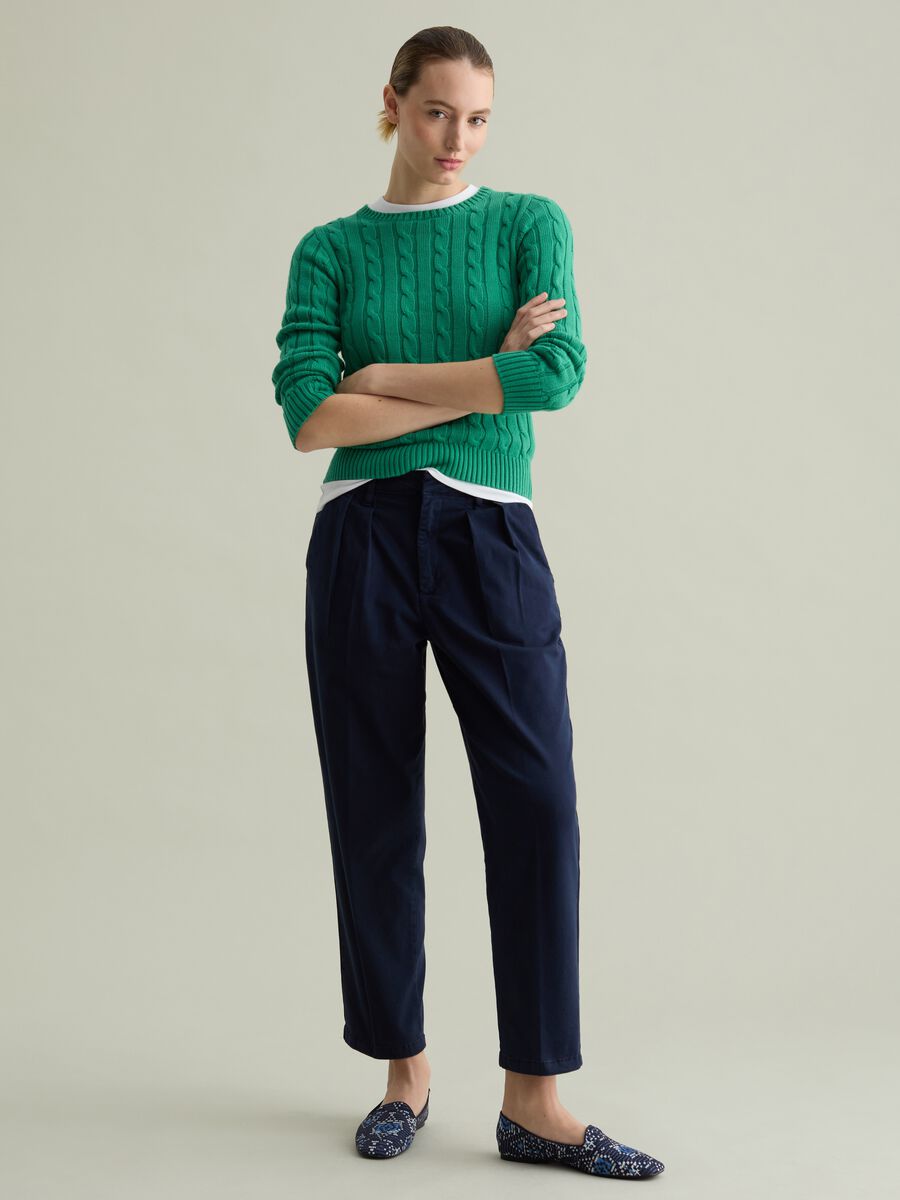 Ribbed pullover with cable-knit design_1