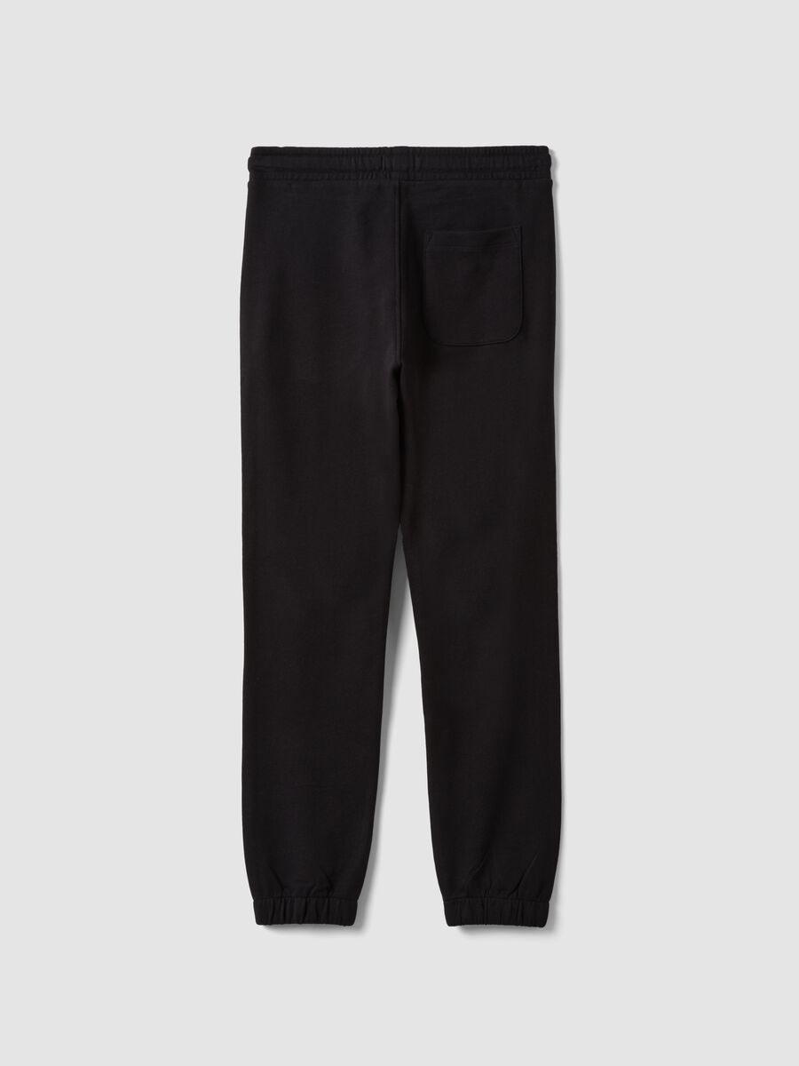 Jogger nero in puro cotone organico con coulisse per ragazzo_6