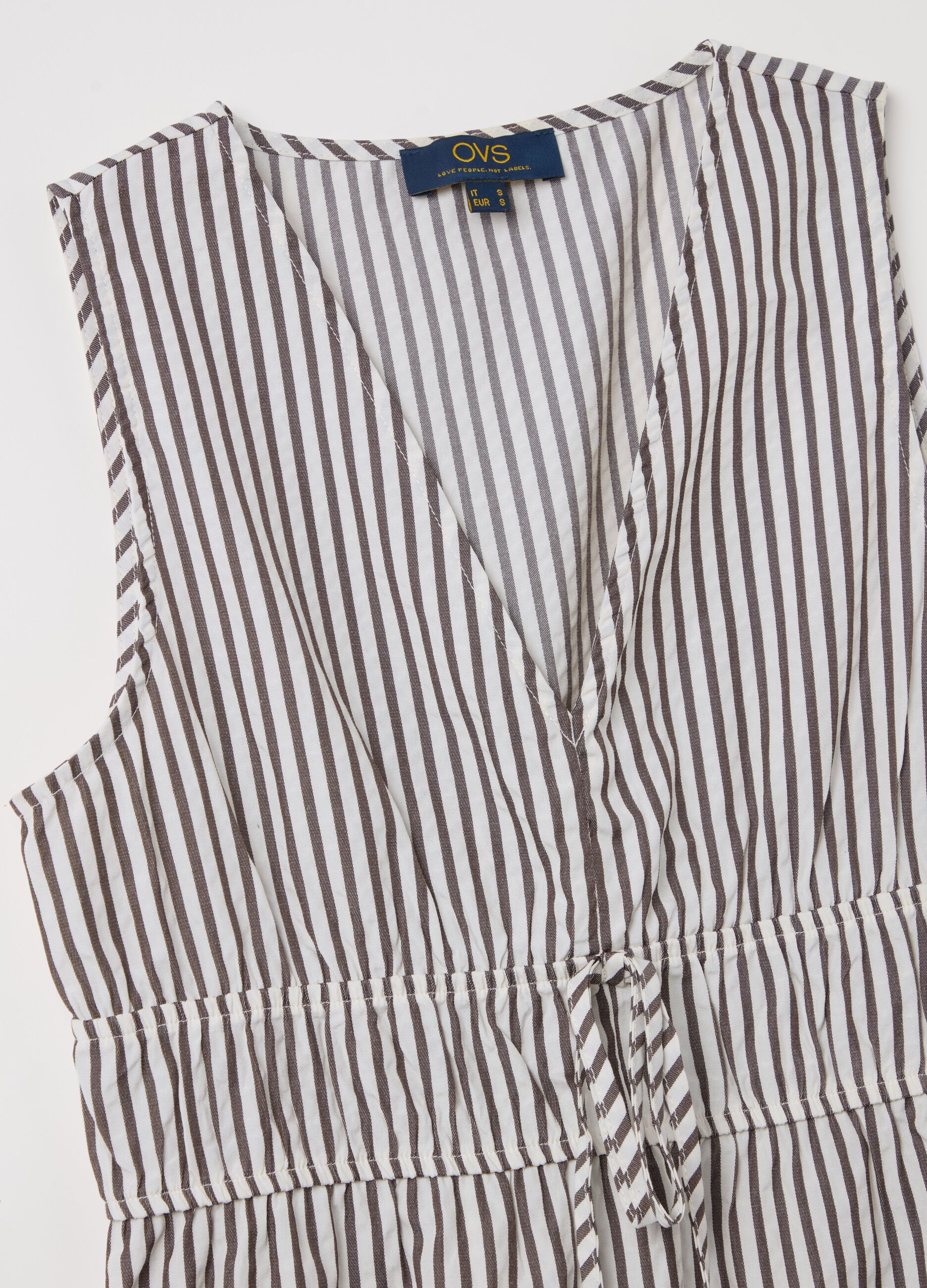 Striped midi dress with V neck