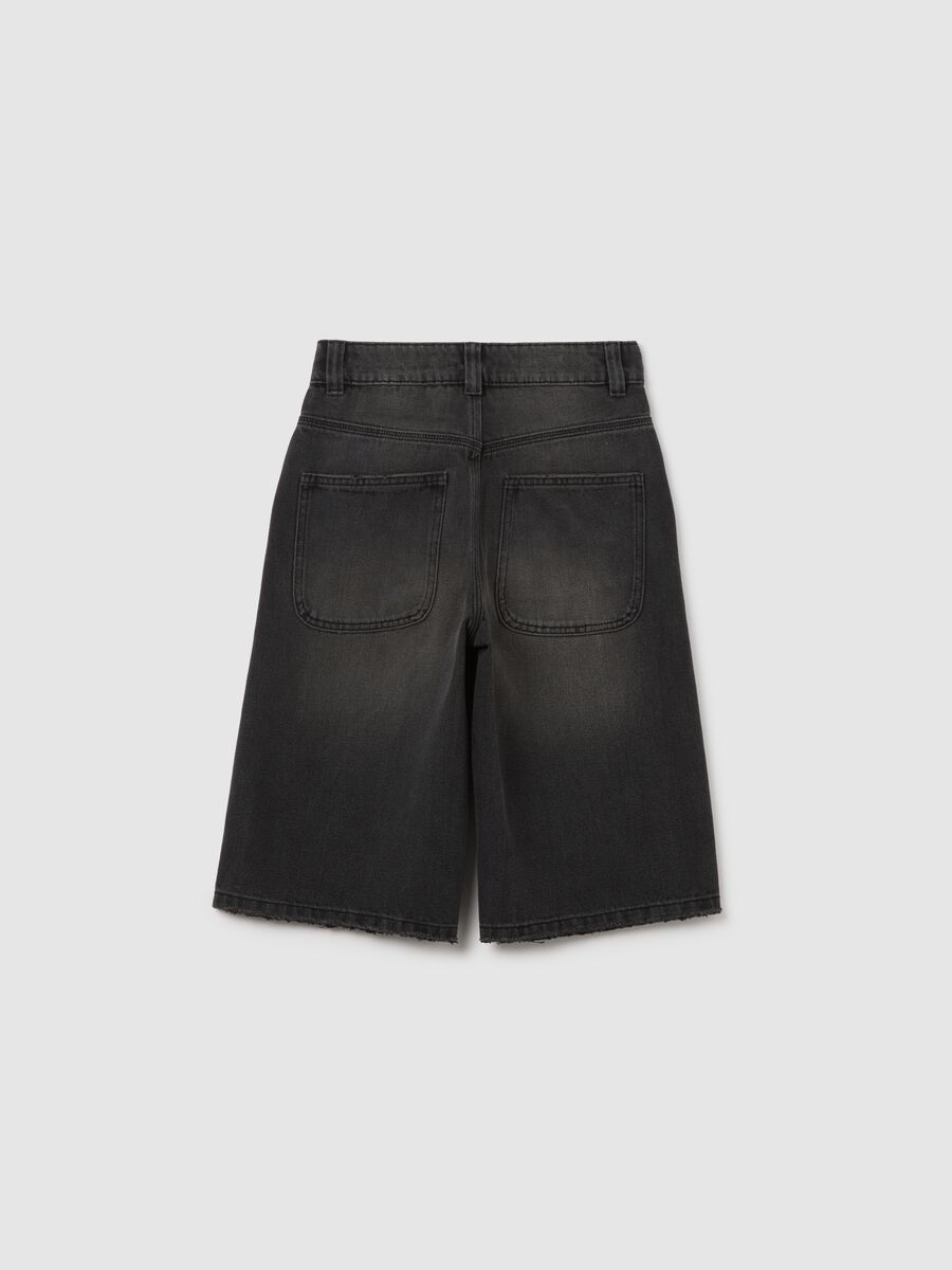 Bermuda da ragazzo in denim nero skater fit_4