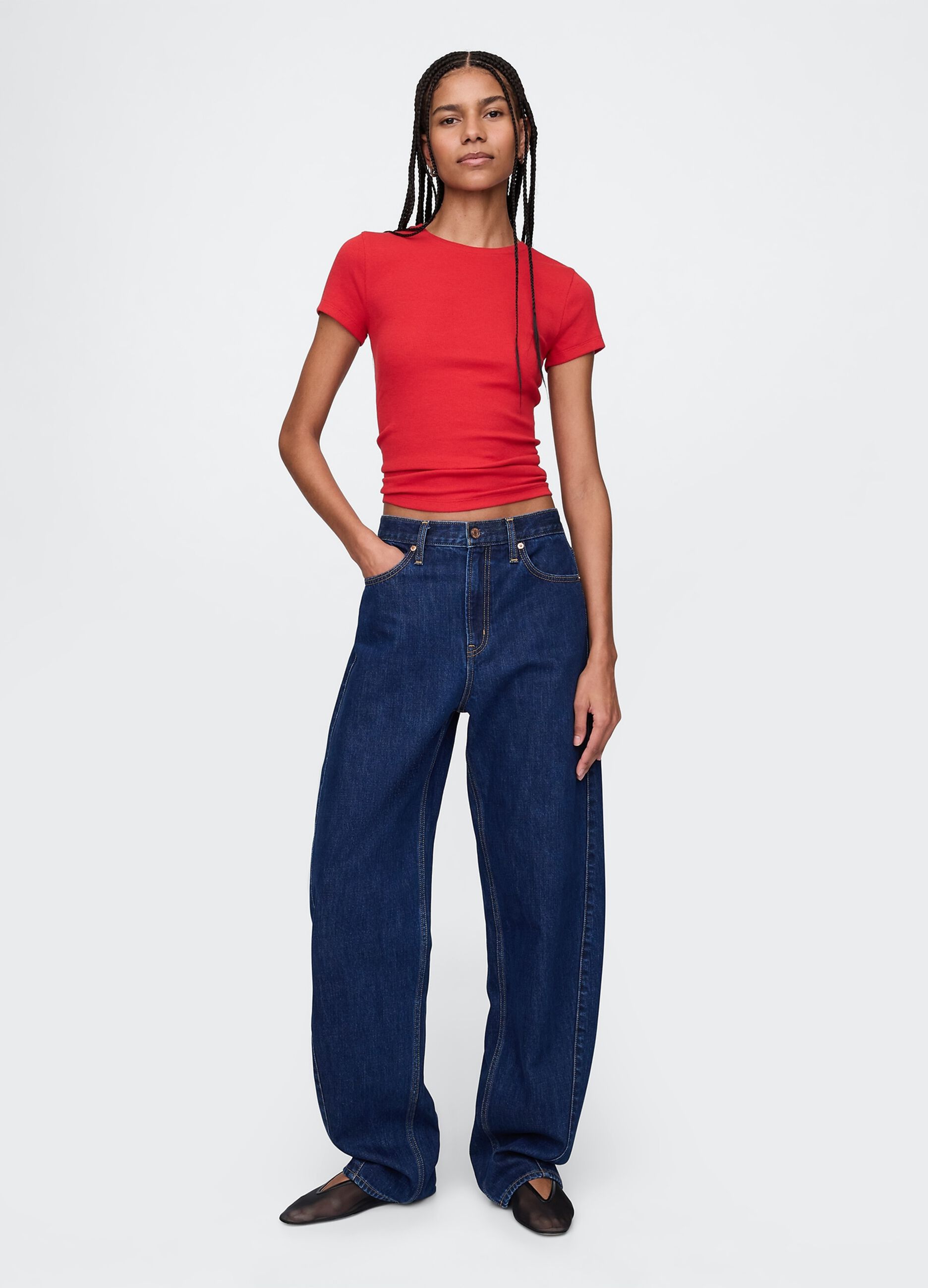 Slim-fit T-shirt in ribbed cotton