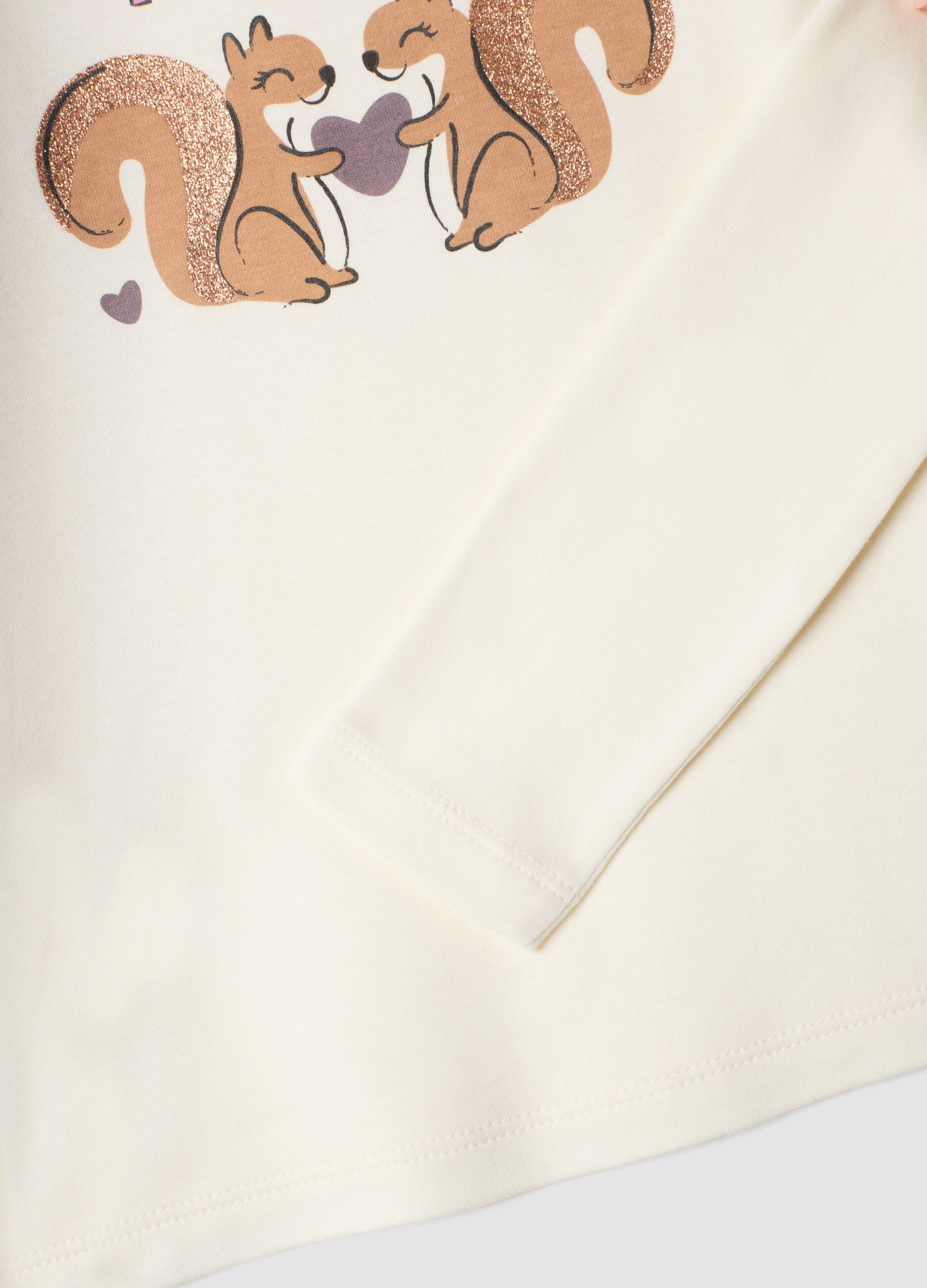 White organic cotton T-shirt with high neck