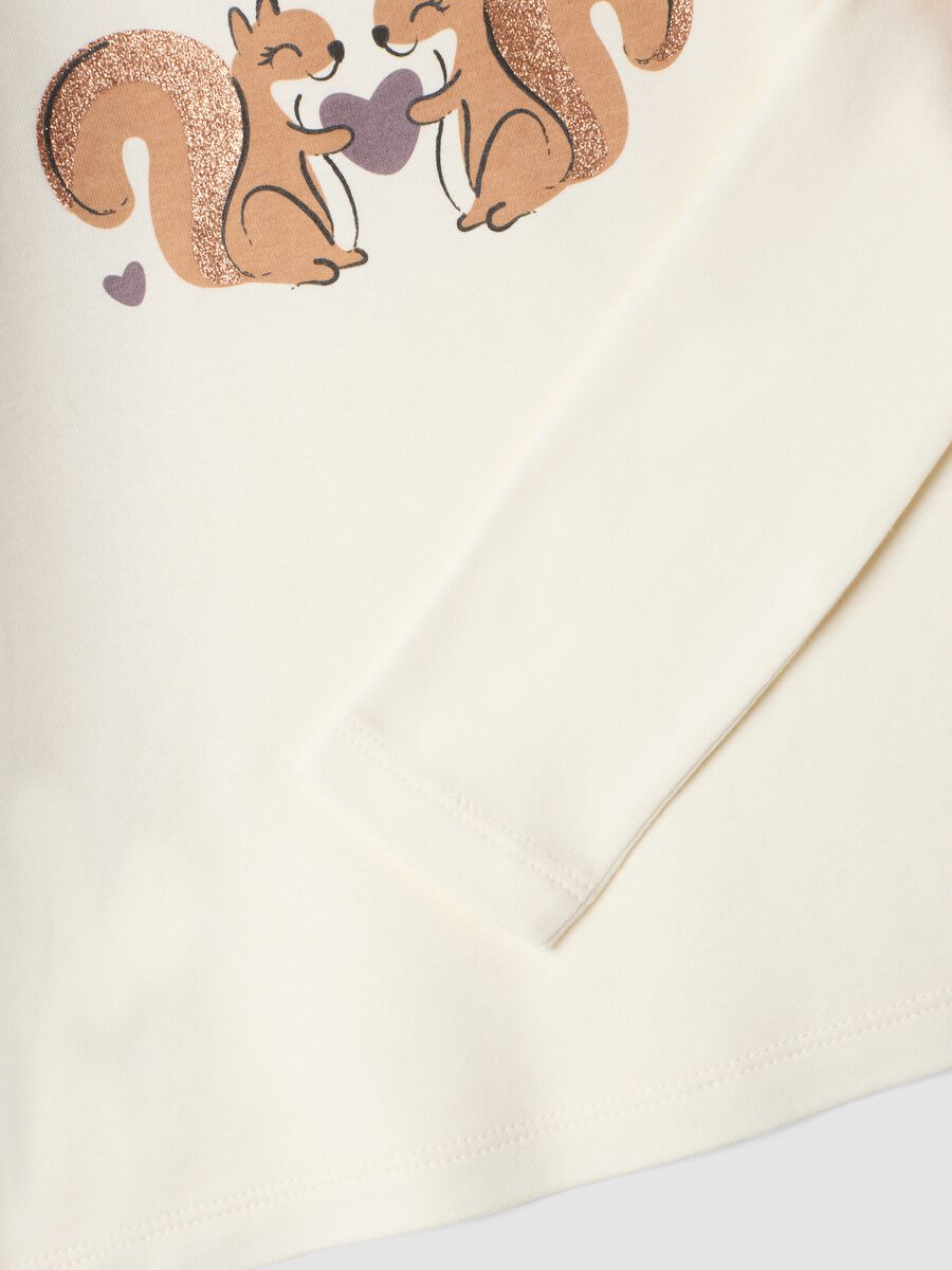 T-shirt bianca in puro cotone organico con collo rialzato_3