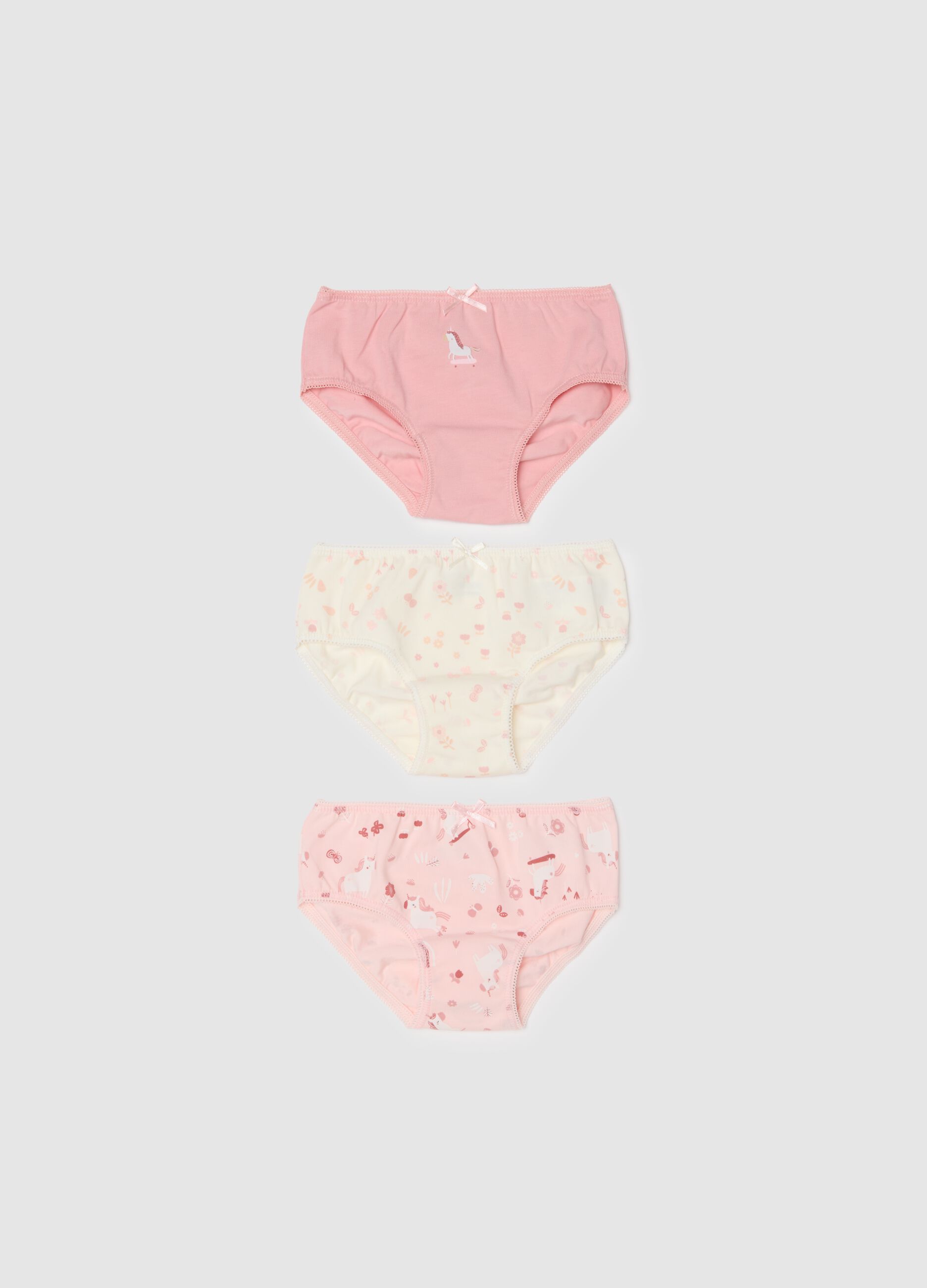 Baby Girls' Multicolour Cotton Blend Regular Fit Panties Tripack