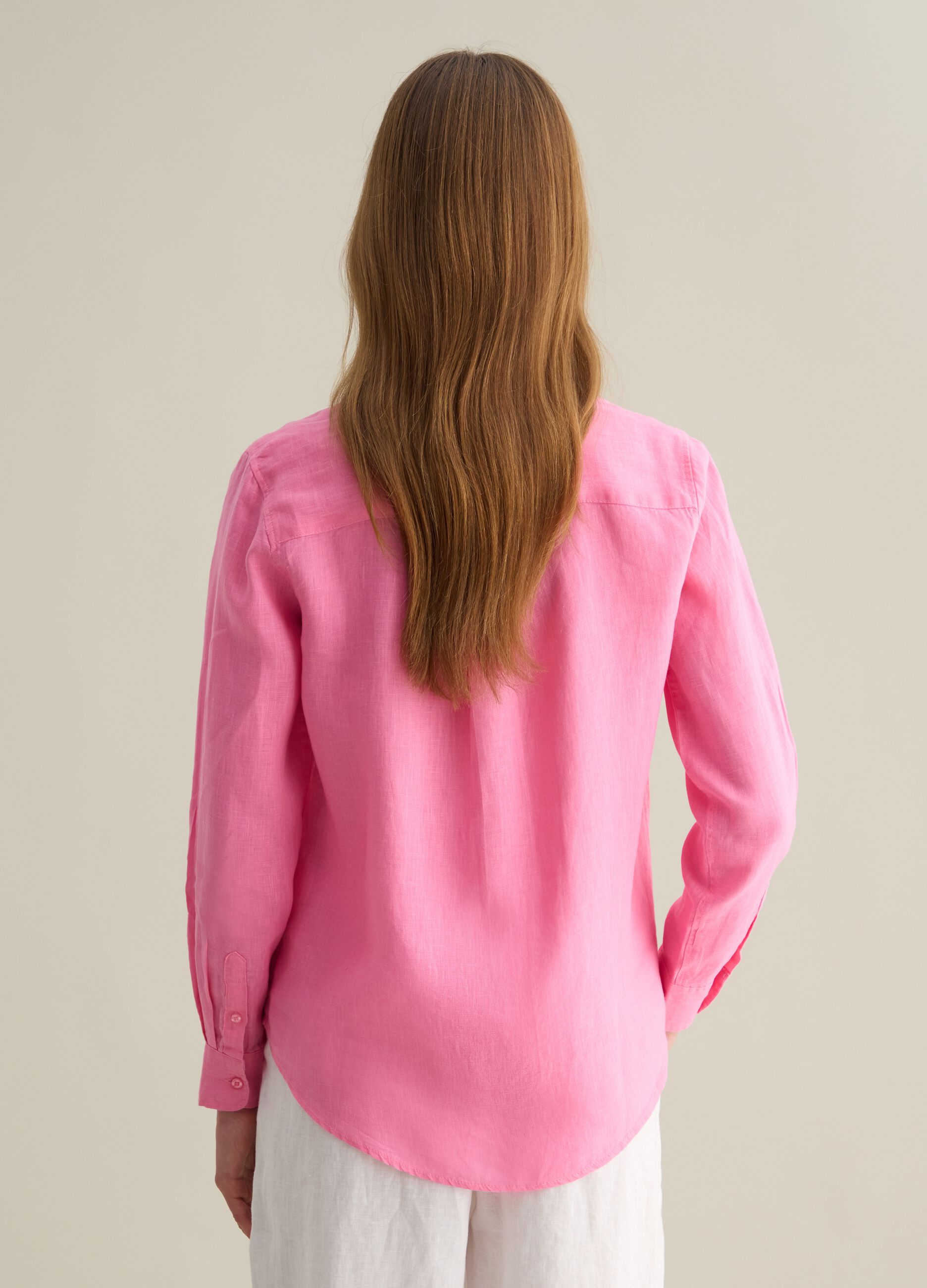 Regular-fit shirt in pink linen