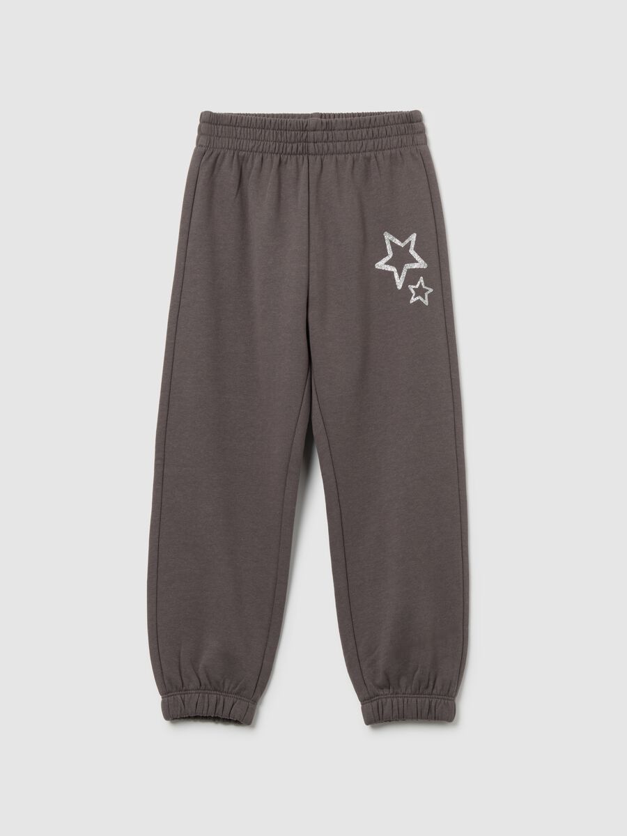 Girls' grey pure cotton jogger trousers with regular fit_0