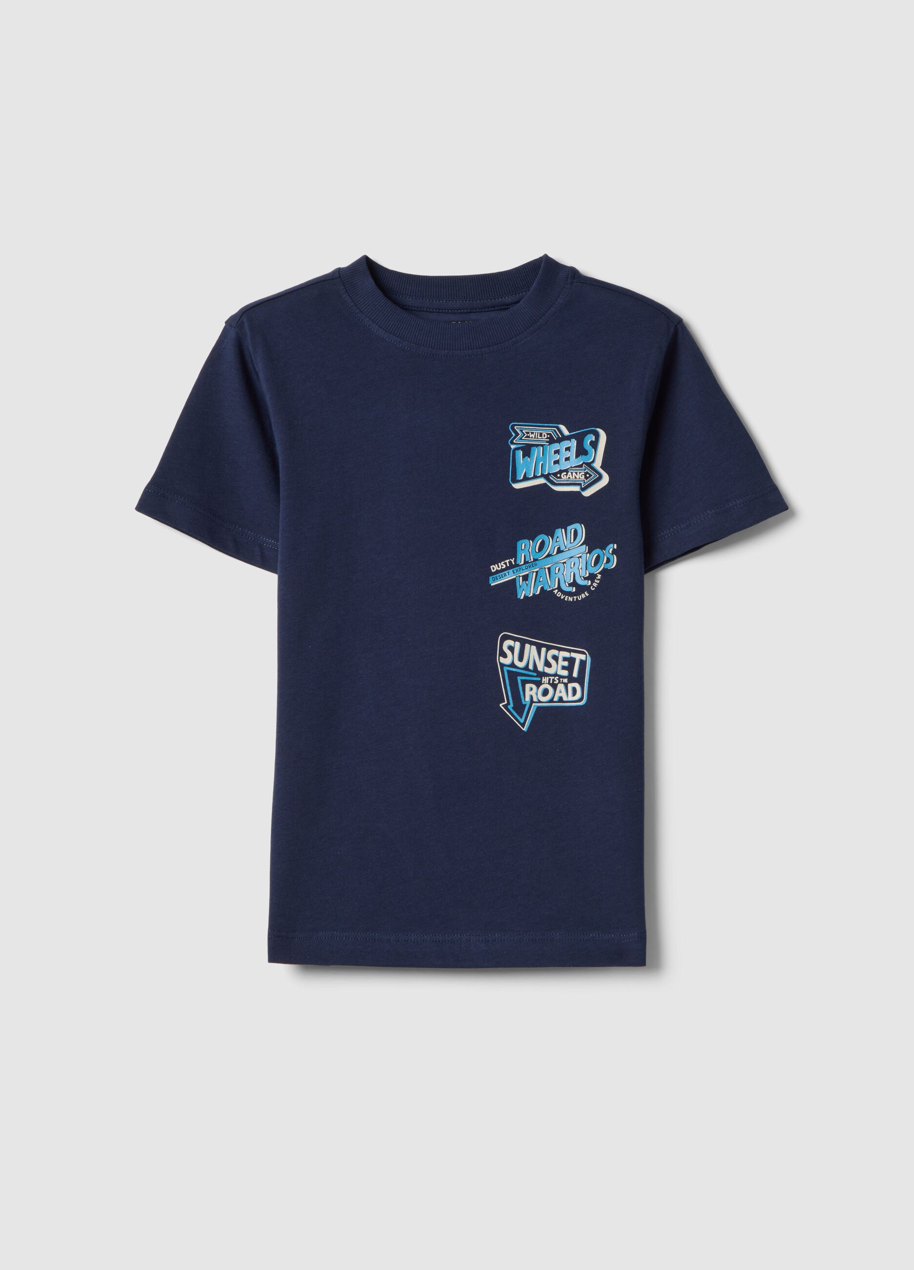 Boy's blue pure cotton regular fit t-shirt with print