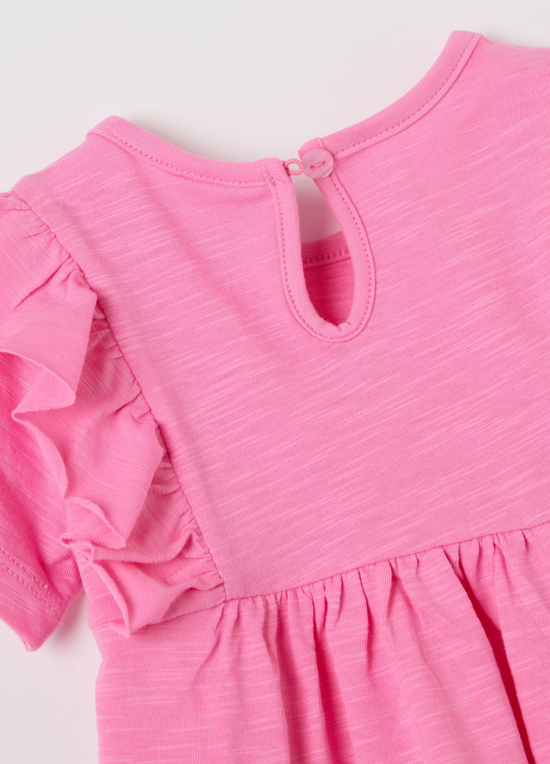 Cotton T-shirt with flounces