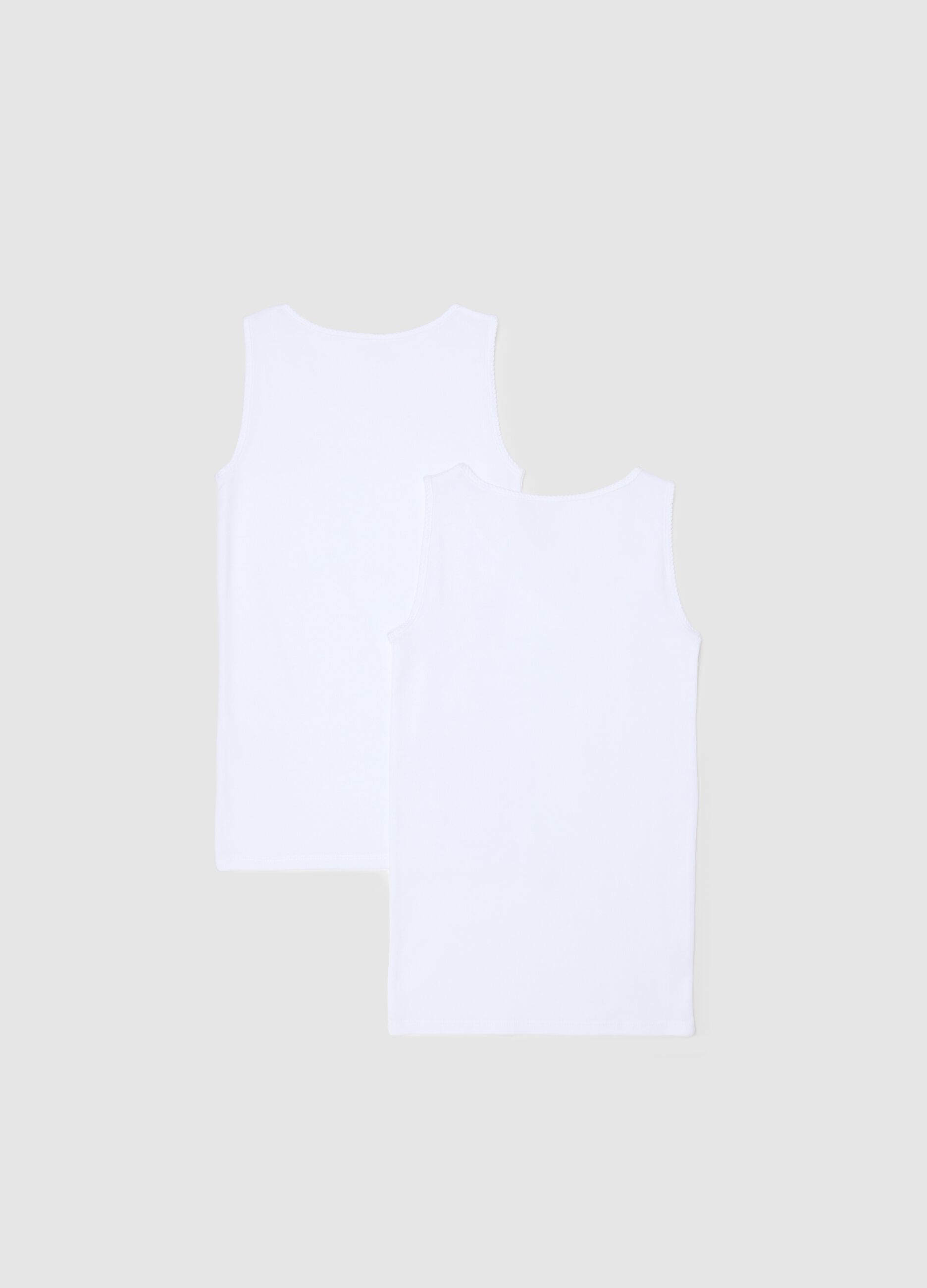 Girls' White Sleeveless T-Shirt Twin Pack in Pure Cotton Regular Fit
