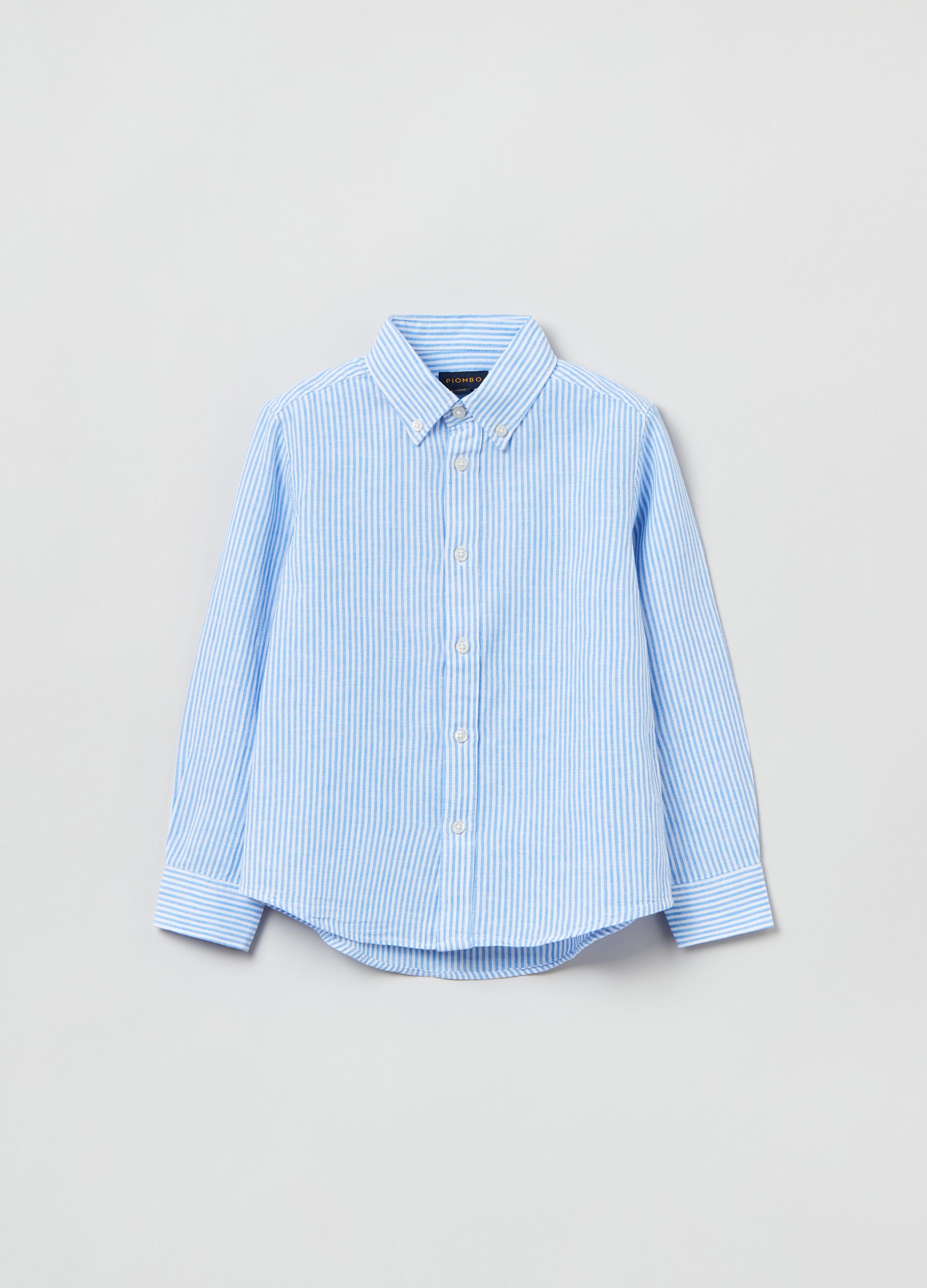Striped linen and cotton shirt
