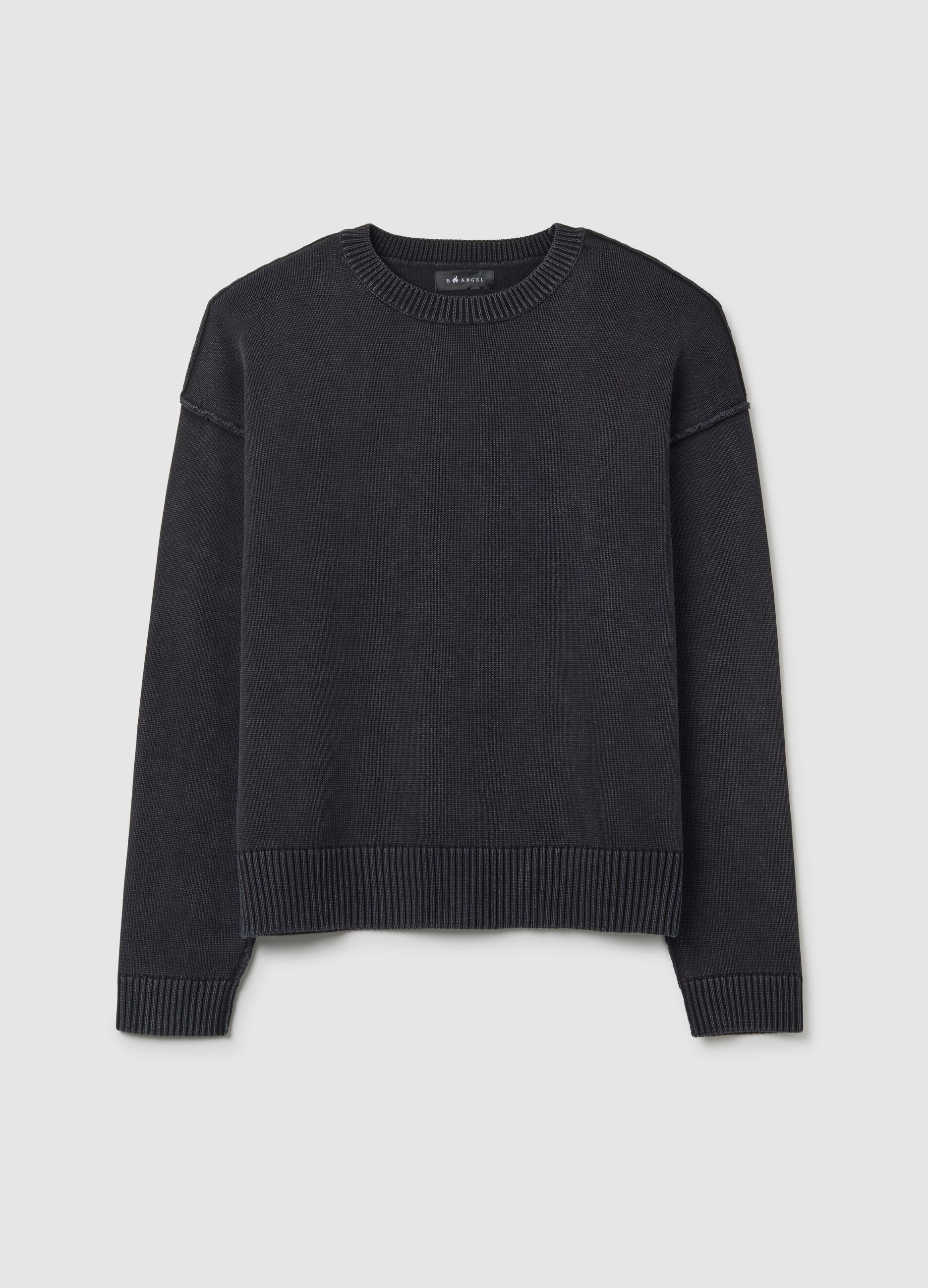 Maglione in puro cotone grigio regular fit