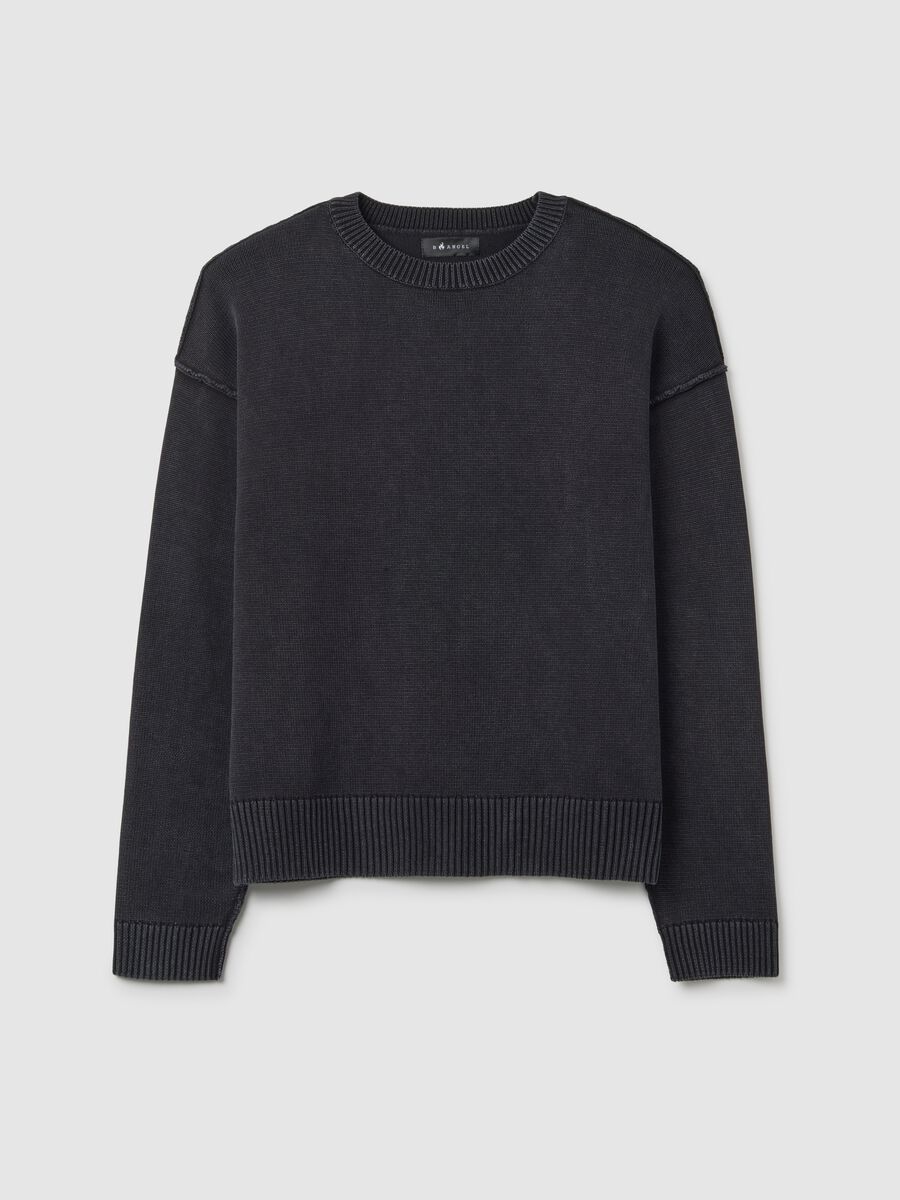 Maglione in puro cotone grigio regular fit_0