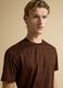 T-shirt marrone in jersey di puro cotone con girocollo relaxed fit_0