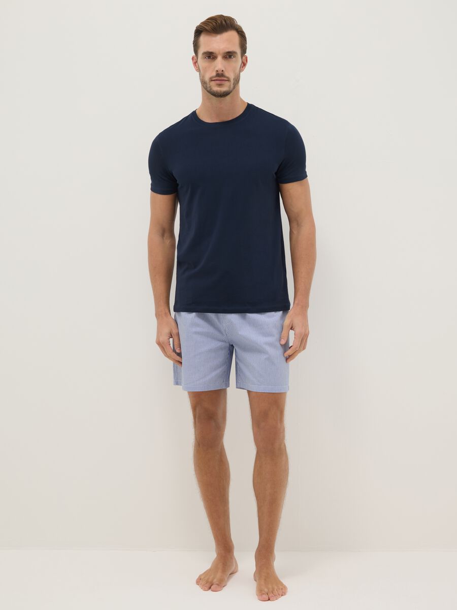 Pantaloncini pigiama in puro cotone a righe multicolor regular fit_0
