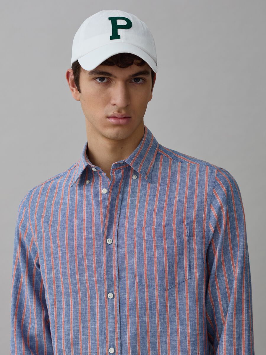 Striped linen and cotton shirt_1