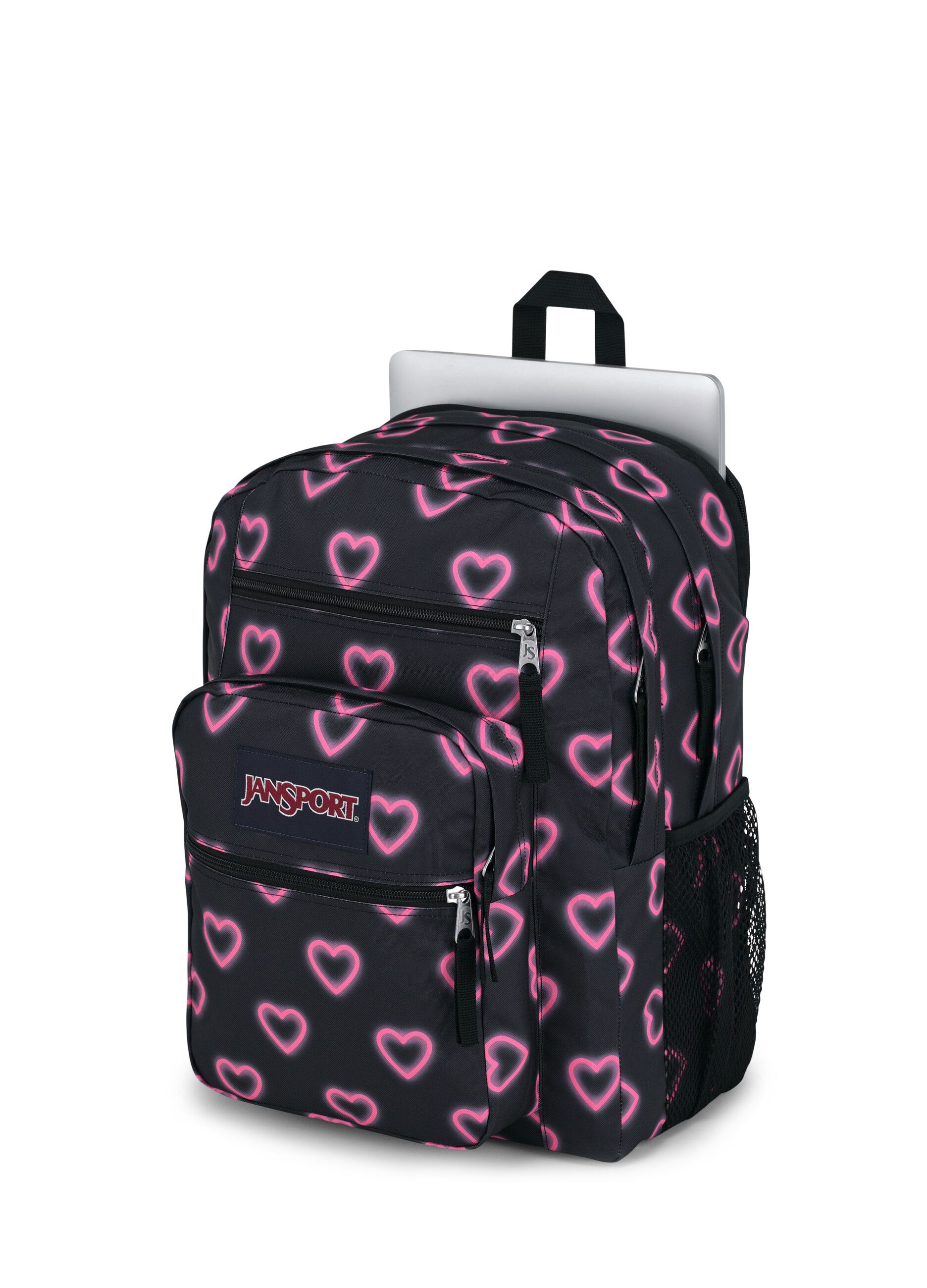 Big Student backpack with hearts pattern