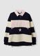 Blue striped cotton-blend sweatshirt with collar, relaxed fit_4