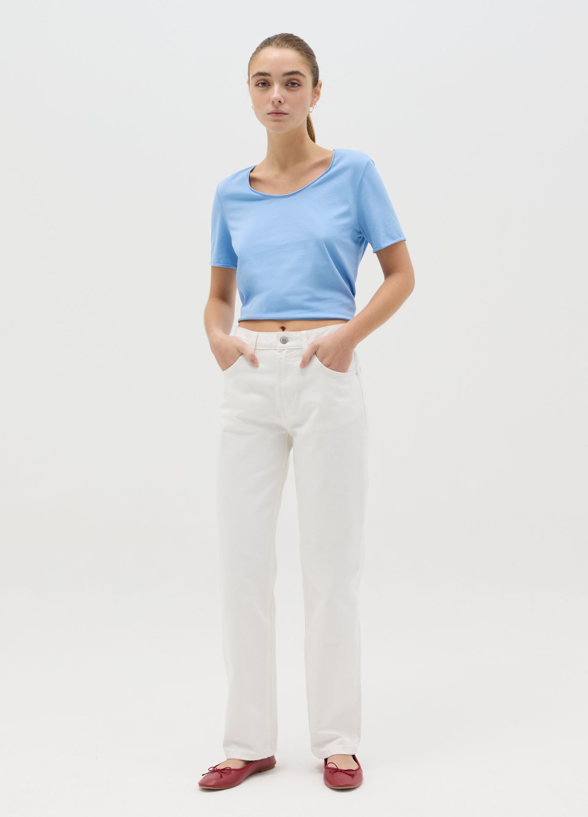 Light blue relaxed-fit T-shirt in cotton