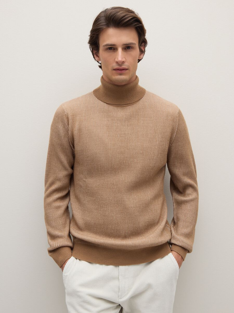 Brown Regular Fit Turtleneck_0