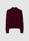Red pure wool cardigan with polo collar, regular fit_0