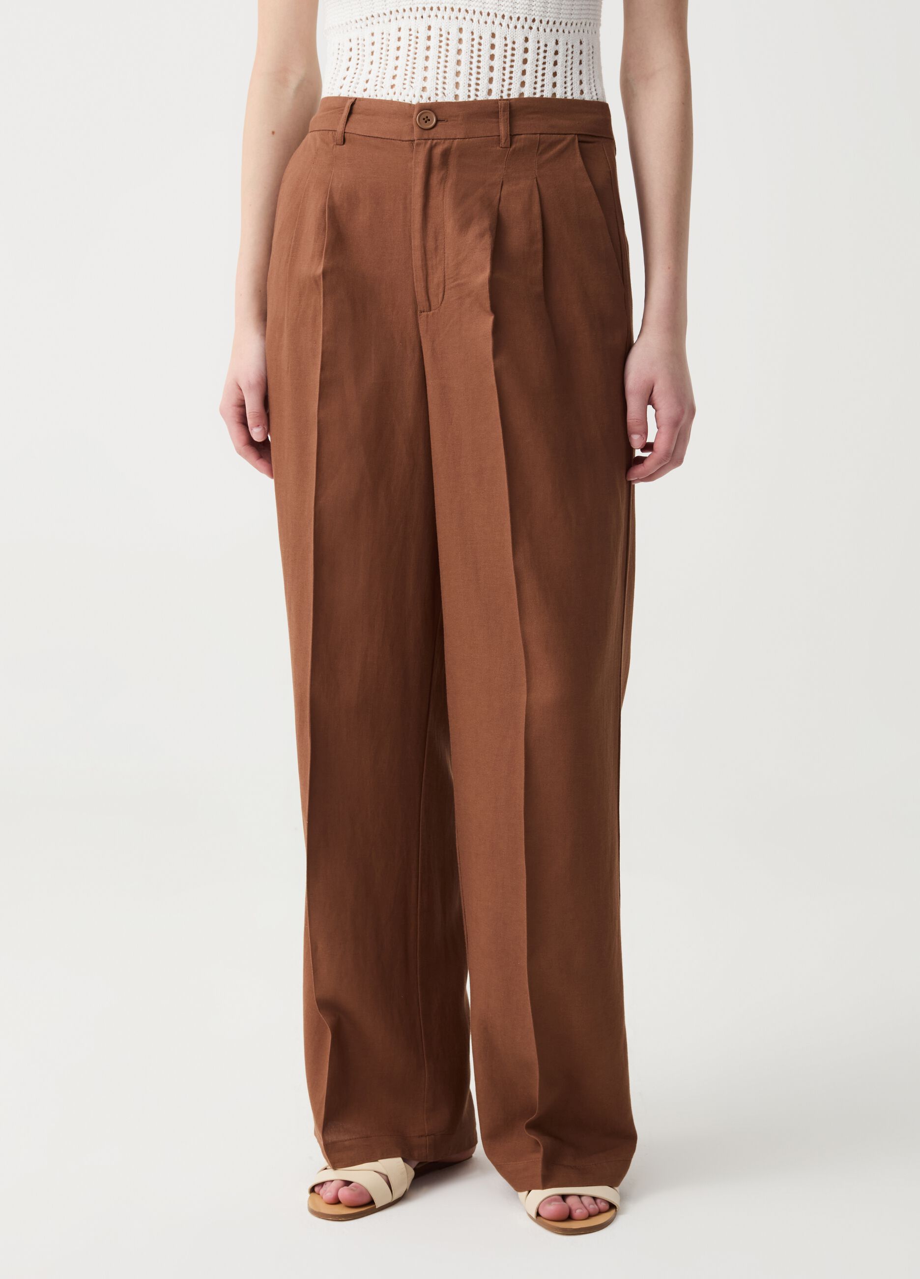 Pantalone wide leg con pinces